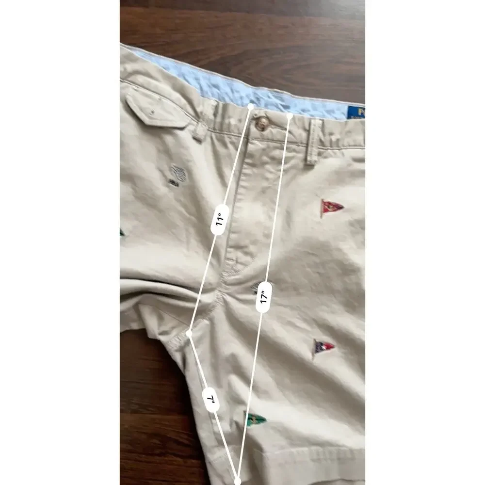 2022 Polo R.L Classic Chino Shorts Nautical Flags Knots Embroidered Waist 33